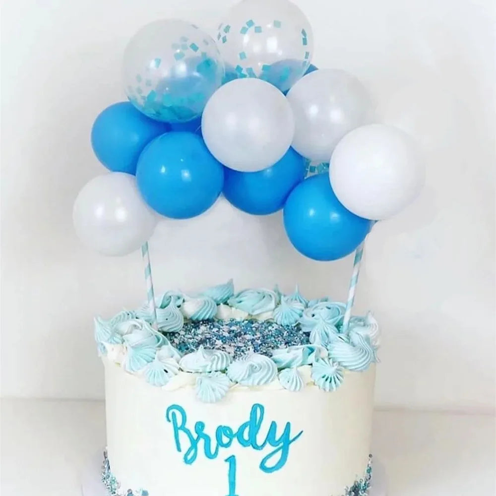 10pcs 5 Inch Balloon Cake Topper Confetti Balloon Birthday Party Dessert Decoration Baby Shower Wedding Decor Cake Supplies