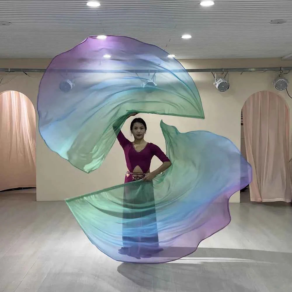 Belly Dance Props 1.9*1.4 Semi-Round Flags Colored Scarves Multi-Color With Telescopic Sticks Stage Performance Accessories New