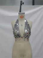 European & American Hot Girl Style Sequined Hoop Strapless Top Multi-Layer Hand-Woven Chain Sexy Body Chain