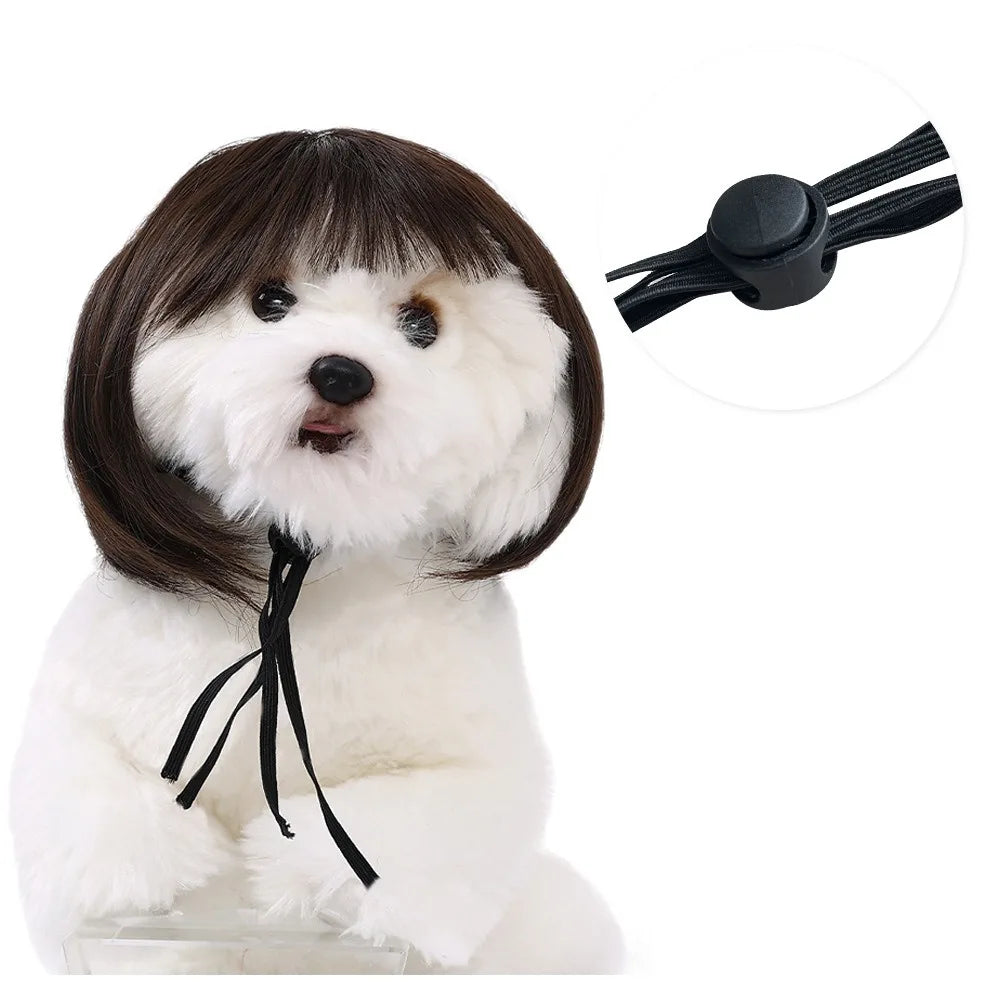 Cute Straight Hair Pet Costume Wig Colorful Funny Cat Cosplay Wig Adjustable Dog Hairpiece Photography