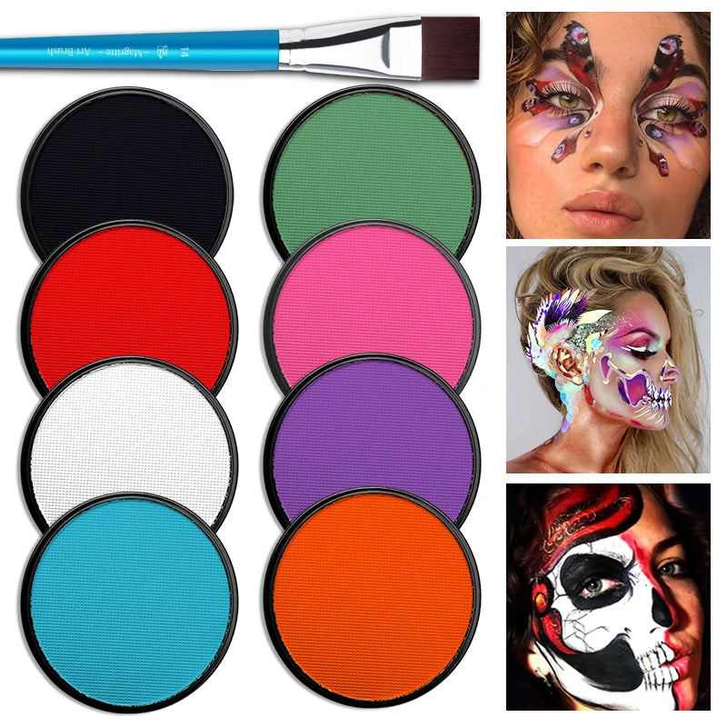 2pcs Water Based Paint Set for Halloween Makeup with Brushe for Clown,Makeup,Cosplay,Party,Theater - Big Tim's Magic Emporium