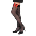 Sexy Fishnet Thigh Highs with Red Bows Adult Pantyhose by HalloweenStore.com
