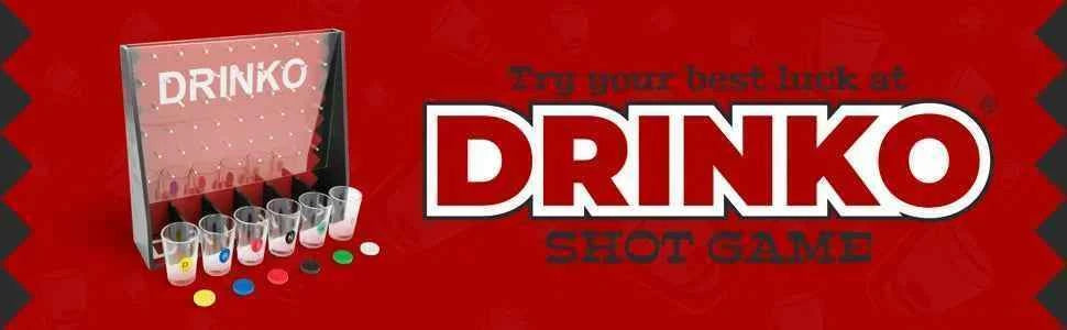 Drinko Drinking Game, Social Shot Glass Party Fun for Groups & Couples - Multicolor, Glass Shots, Durable Board with Metal Pegs