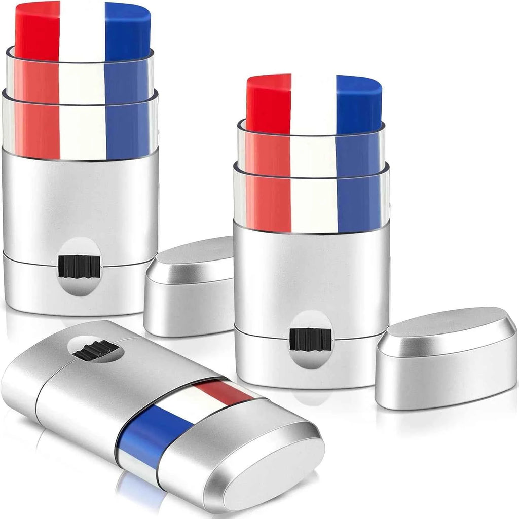 3 Pcs Red White Blue  Flag Face Paint Blendable Safe  Football World Cup Face Paint , Athletes, Baseball, Softball Players