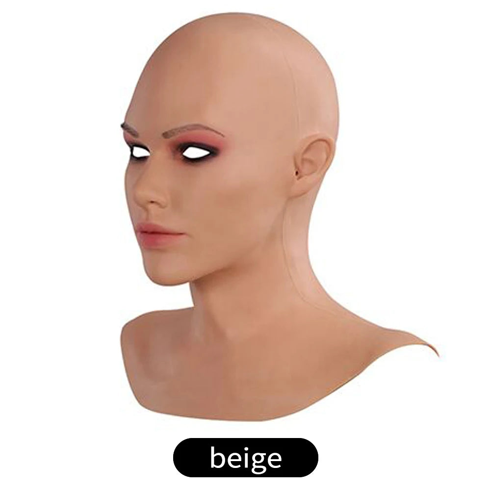 Realistic Silicone Mask With Neck Head Cover Makeup Crossdresser Cosplay Beauty Mask Collection Male to Female Full Head Mask - Big Tim's Magic Emporium
