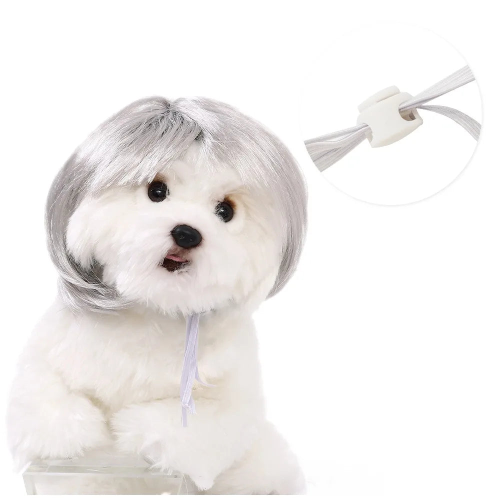 Cute Straight Hair Pet Costume Wig Colorful Funny Cat Cosplay Wig Adjustable Dog Hairpiece Photography