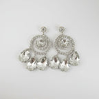 Oversized Glass Crystal Rhinestone Drop Pendant Headpiece & Earrings Drag Queen Stage Jewelry