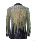 Men's Luxury Gradient Sequin Blazer Shawl Lapel Formal Stage Tuxedo Jacket