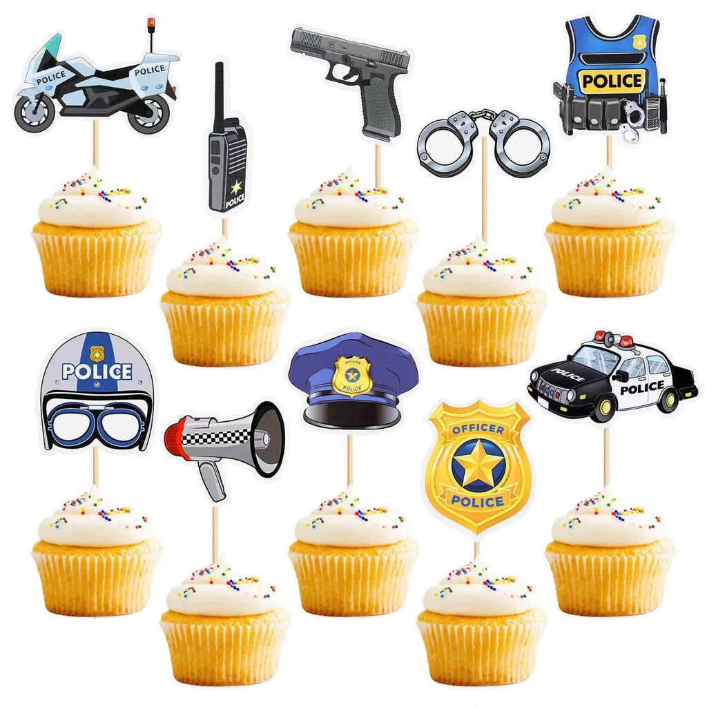 10pc Police Cupcake Toppers Policeman Birthday Cupcake Picks Police Cake Decors Baby Shower Police Theme Birthday Party Supplies