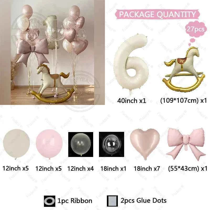 27pcs Large Trojan Deco Balloons with Pink Bows Suitable for Wedding Decoration Birthdays and Pink Themed Parties Decor Supplies