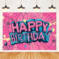 Customized Photography Studio Props Cartoon Superhero City Background Fecoration Children's Happy Birthday Outdoor Party Banner
