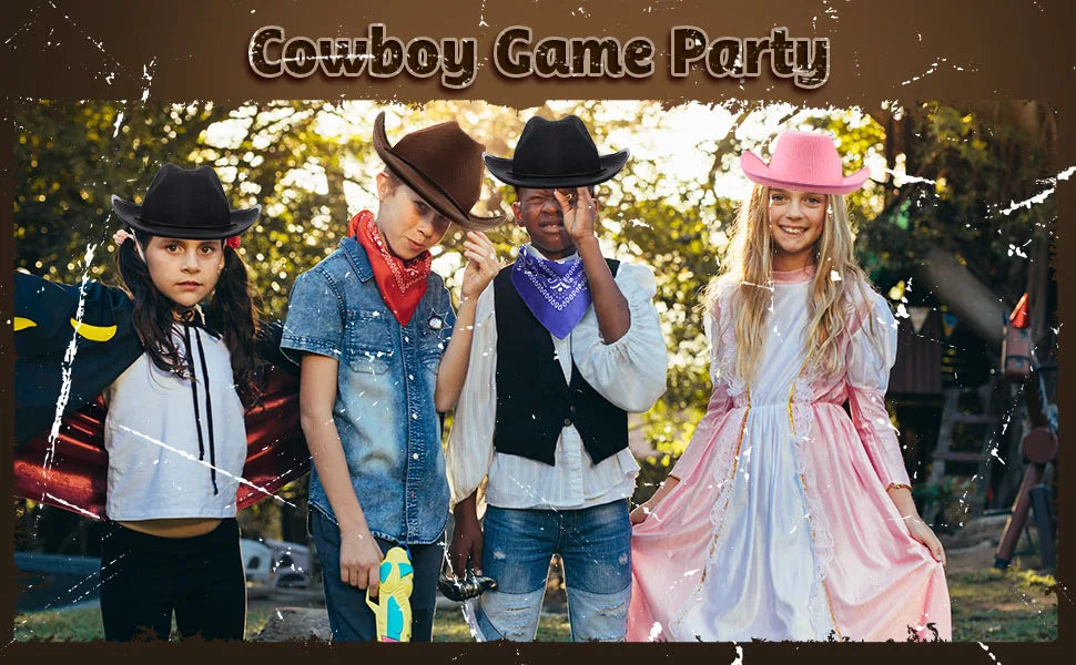 6-48Set Kids Western Cowboy Hats with Bandanas Cowboy Party Hats for Birthday Party Cosplay Costume Party Western Party Favors - Big Tim's Magic Emporium