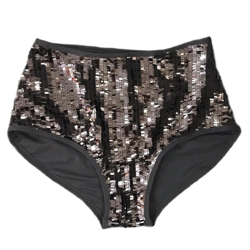 High-Waist Sequin Sparkle Dance Shorts Stage Performance Hot Pants