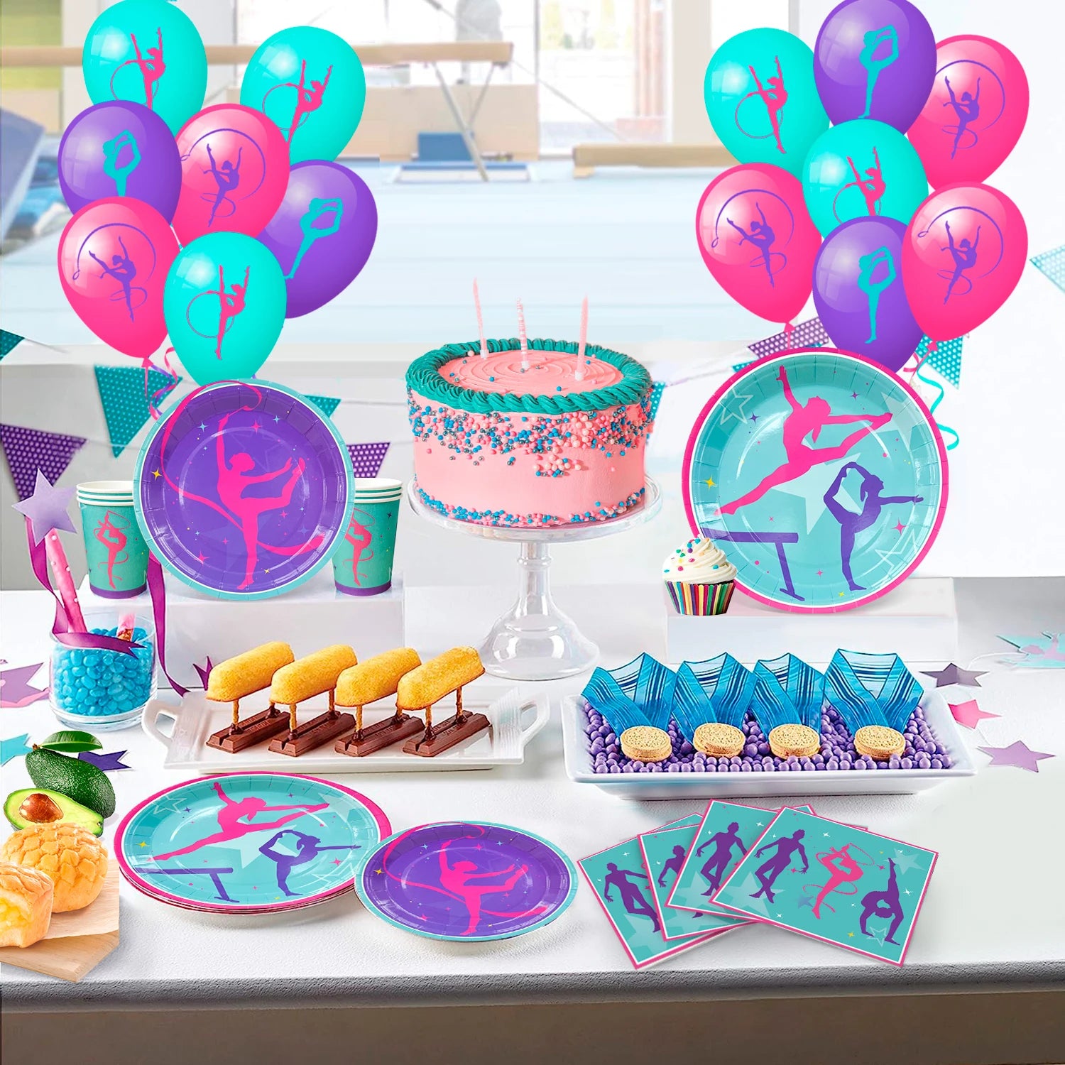 Gymnastics Birthday Party Supplies,78pcs Gymnastics Party Decorations&Tableware Kit Gymnastics Decorations for Birthday Party - Big Tim's Magic Emporium