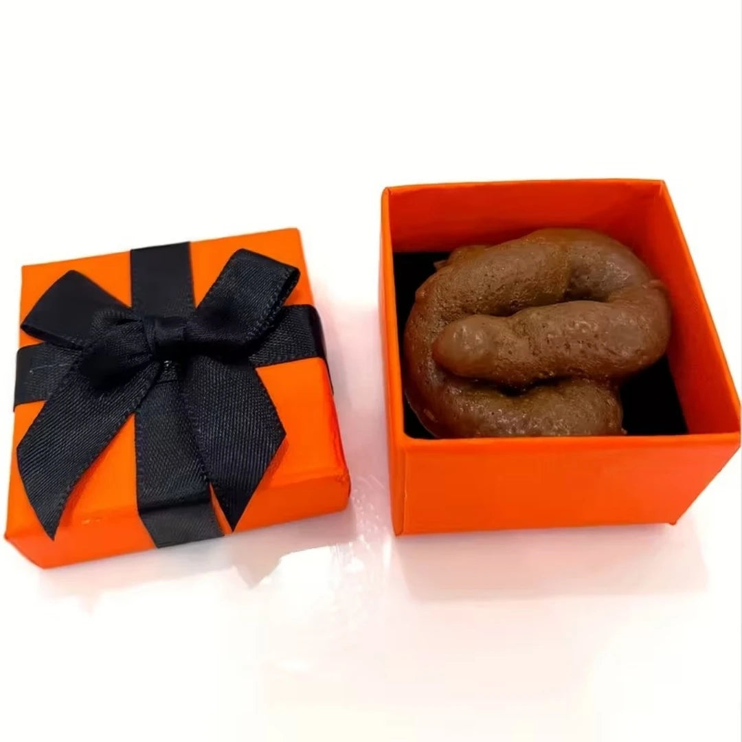 Surprise Gift Box with Prank Realistic Faux Feces Gift Box Orange & Design Perfect Funny Novelty Surprise Gift Box Prank Props - Big Tim's Magic Emporium