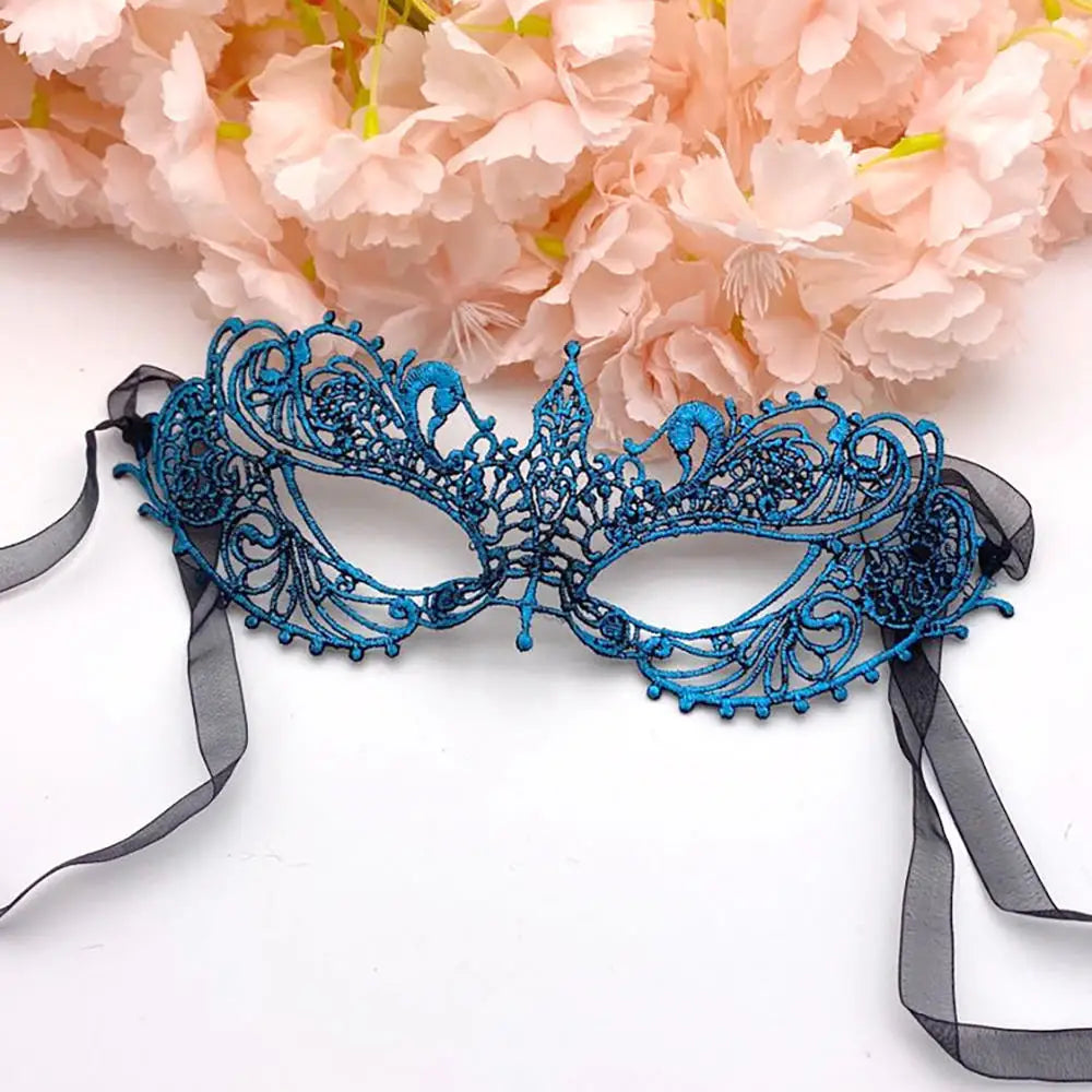 Makeup Ball Hollow Lace Face Mask With Ribbon Princess Masquerad Cosplay Prom Props Costume Female Sexy Diamonds Eye Mask