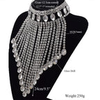 Rhinestone Tassel Fringe Necklace