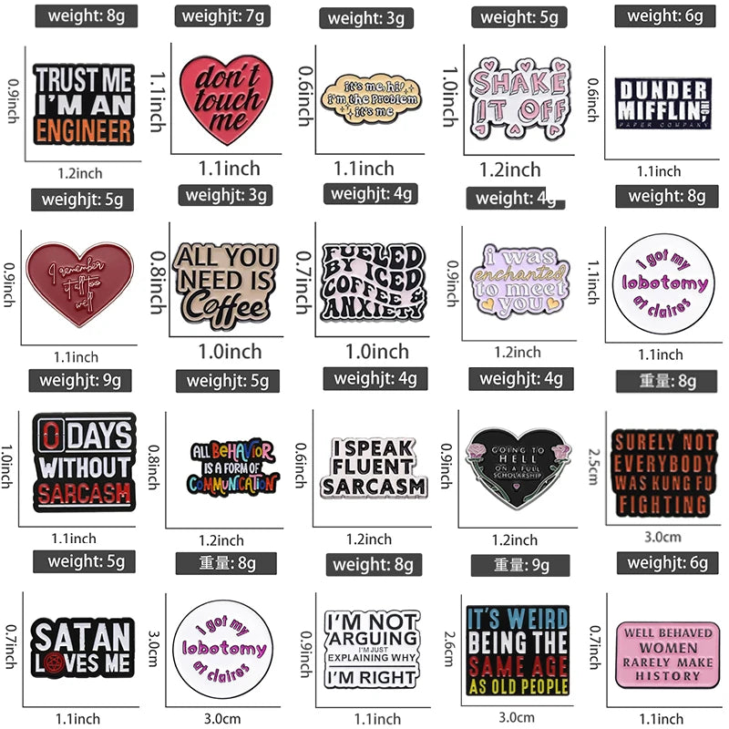 Funny Humorous Phrase Enamel Pins Creative Geometric Positive Quotes Brooches Lapel Badge Fashion Jewelry Gifts For Friends - Big Tim's Magic Emporium