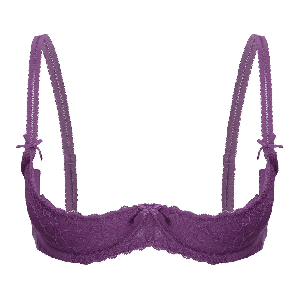 Lace Underwire Half-Cup Push-Up Bra