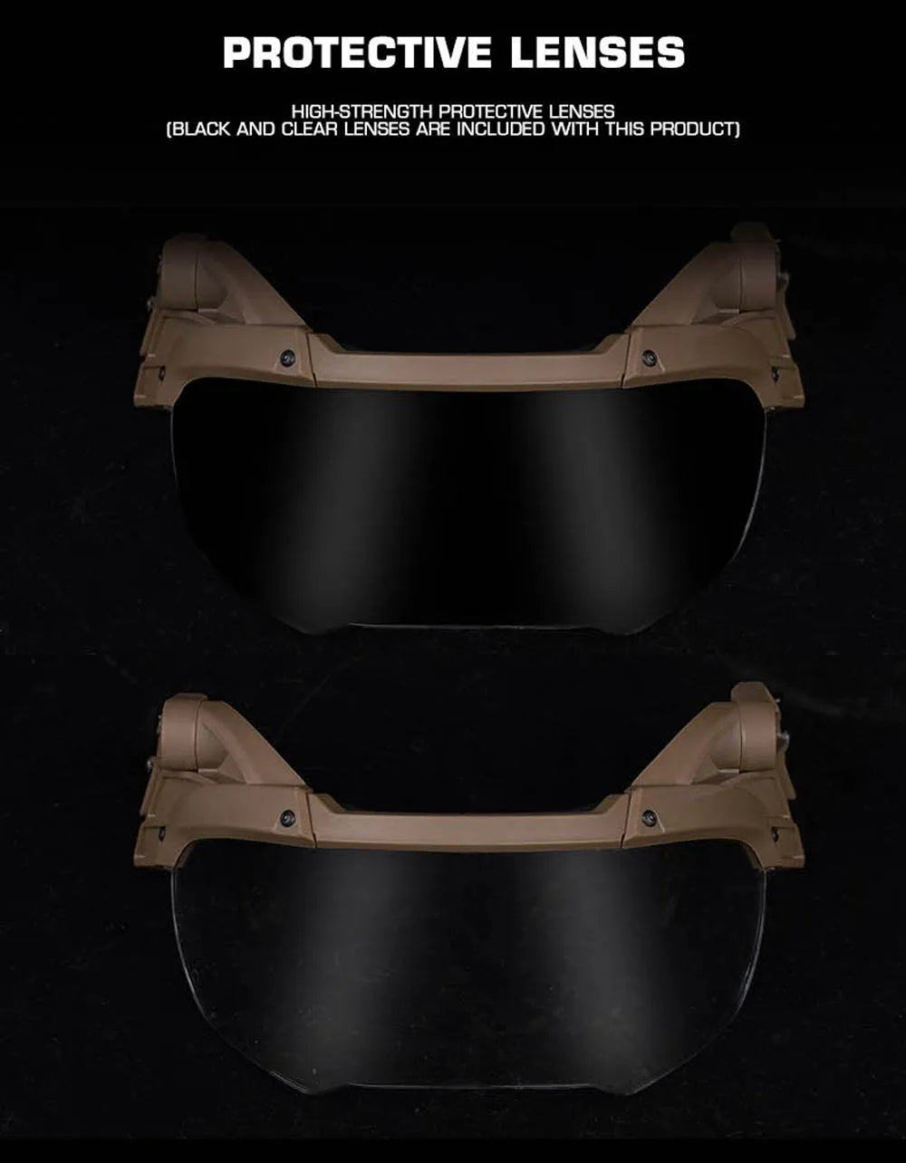 Tactical FAST Helmet Half Face Mask With Flip Goggles Black/Clear 2Pcs Lenses for Hunting Airsoft CS Game Paintball Mask Gear - Big Tim's Magic Emporium