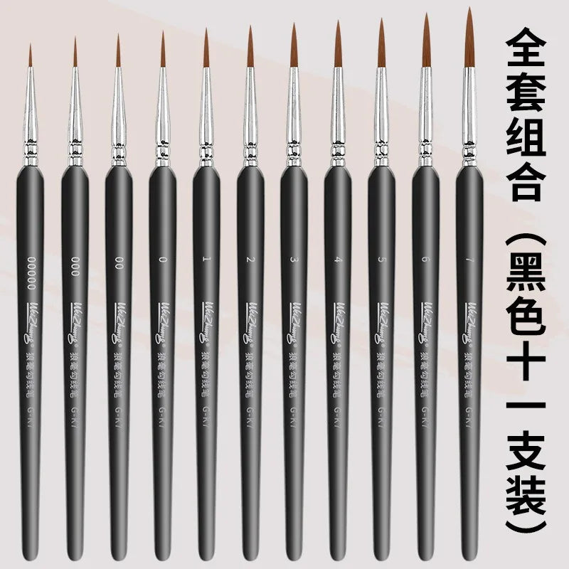 11 PCS Detail Paint Brush Set Miniature Fine Tip Paint Brush for Acrylic Painting, Watercolor, Face, Crafts, Line Drawing Artist