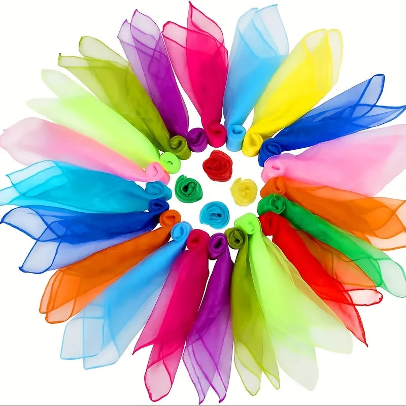 6pcs Vibrant Square Juggling Scarves Silky Dance Gym Props for Parties Festivals Lightweight Durable Assorted Colors Gift JXB