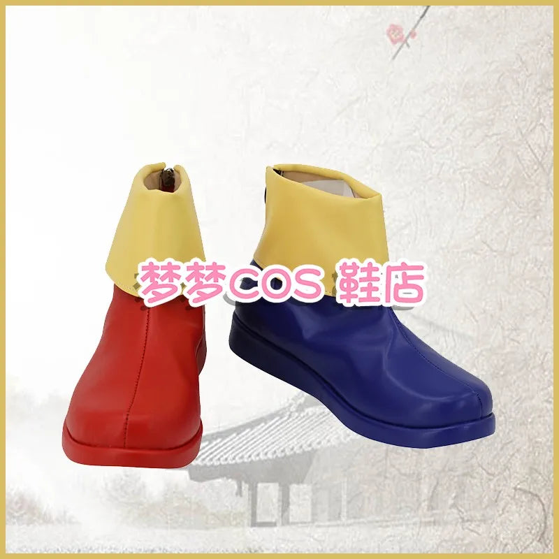 Pomni Clown Cosplay Shoes Red and Blue PU Leather Boots Halloween Carnival Cosplay Props Custom Made - Big Tim's Magic Emporium