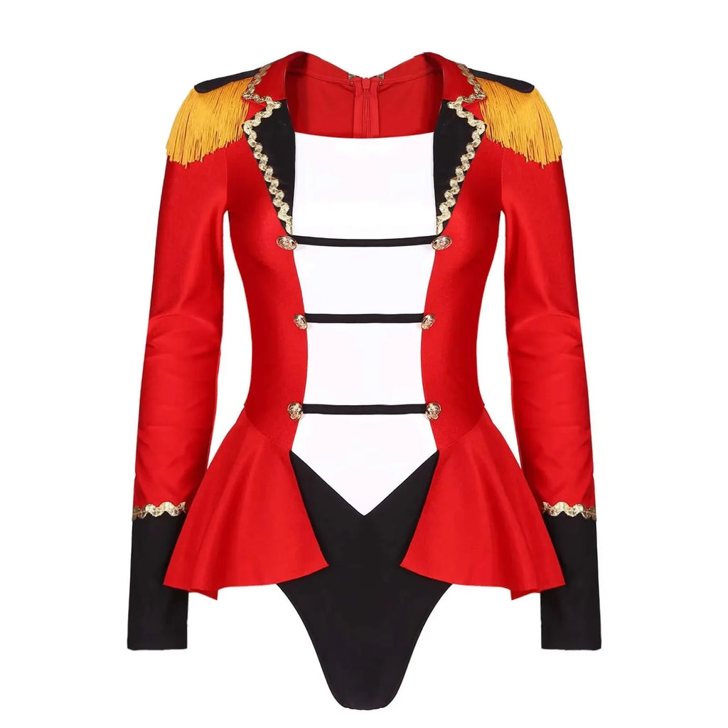 Women's Circus Ringmaster Long Sleeve Skirted Bodysuit Costume