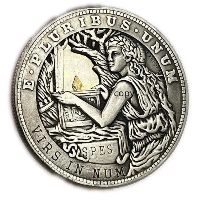 Mechanism Movable Coin Hobo Nickel Pandora`s Box Morgan Dollar Roman Booteen Amazing Art Creative Gift