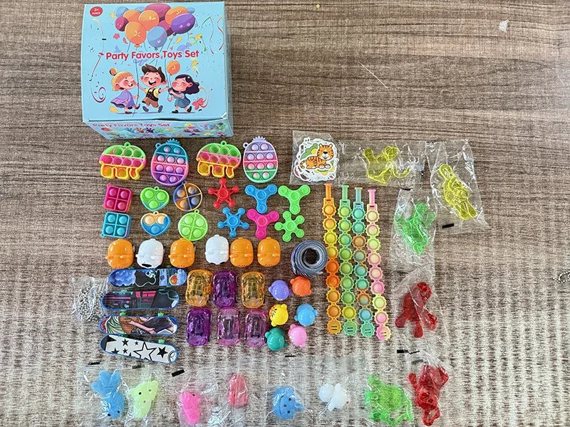 117/124Pc Kids Birthday Party Popular Pinata Stuffed Toy Finger Skateboard Tumbler Fidget Toys Carnival Prize Pinata Filler Gift