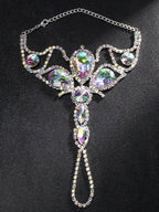 Oversized Crystal Rhinestone Hand Harness Bracelet Drag Queen Catwalk Stage Jewelry