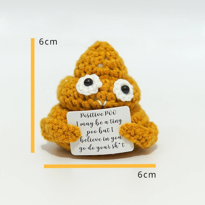 Portable Party Doll with Positive Card Holiday Funny Kids Adults Decoration Pocket Hug Poo Knitting Wool Gift Birthday Office - Big Tim's Magic Emporium