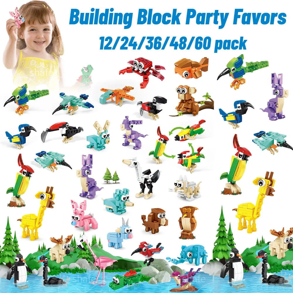 Party Favors for Kids Animals Building Block Toy for Goodie Bag Stuffers Classroom Student Prizes Birthday Gifts for Boys Girls