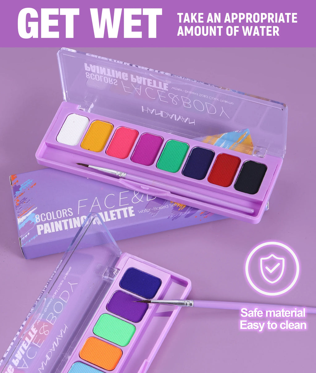 8 Color Face Body Paint Palette Water Soluble Fluorescent UV Makeup Halloween Party Cosmetics Fancy Dress Beauty