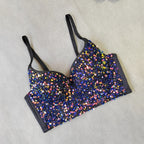 Sequined Glitter Bustier Crop Top & Beaded Stage Camisole