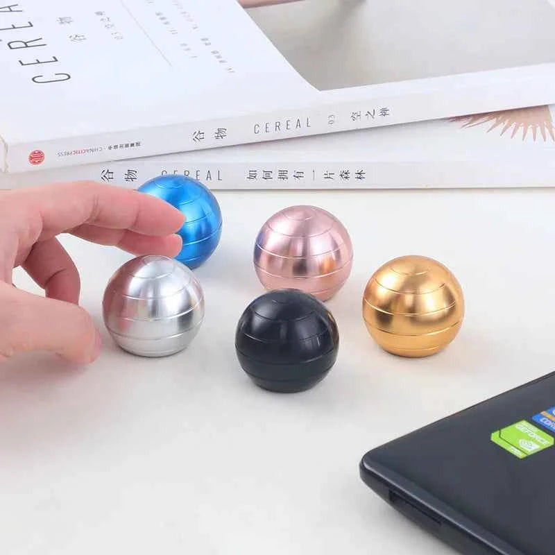 Metal Spherical Gyroscope Optical Illusion Fidget Toy Portable Desk Stress Relief Hypnosis Finger Spinner Gift for Adults Kids