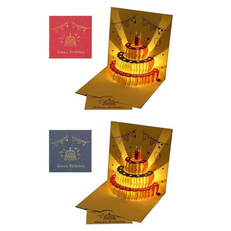 3D  up Happy Birthday Card Cake Festival Invitation Greeting Memorial Cards for Birthday Valentine Day Mother Day