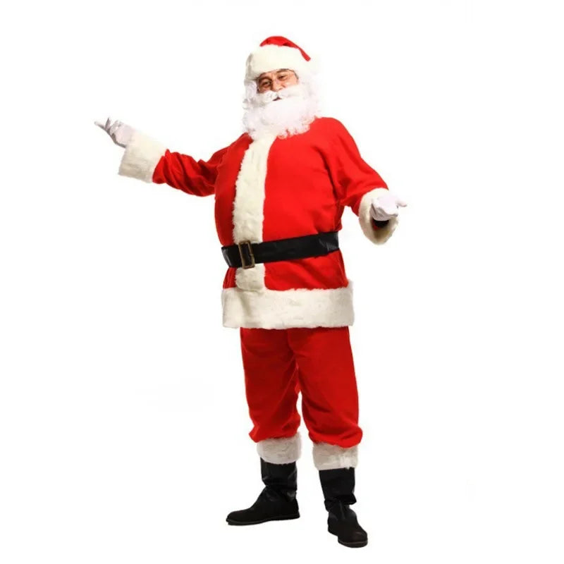 M-4XL Santa Claus Costume for Men Santa Suit Adults Mens Deluxe Professional Christmas Clause Outfit Xmas Cosplay Party Supplies - Big Tim's Magic Emporium