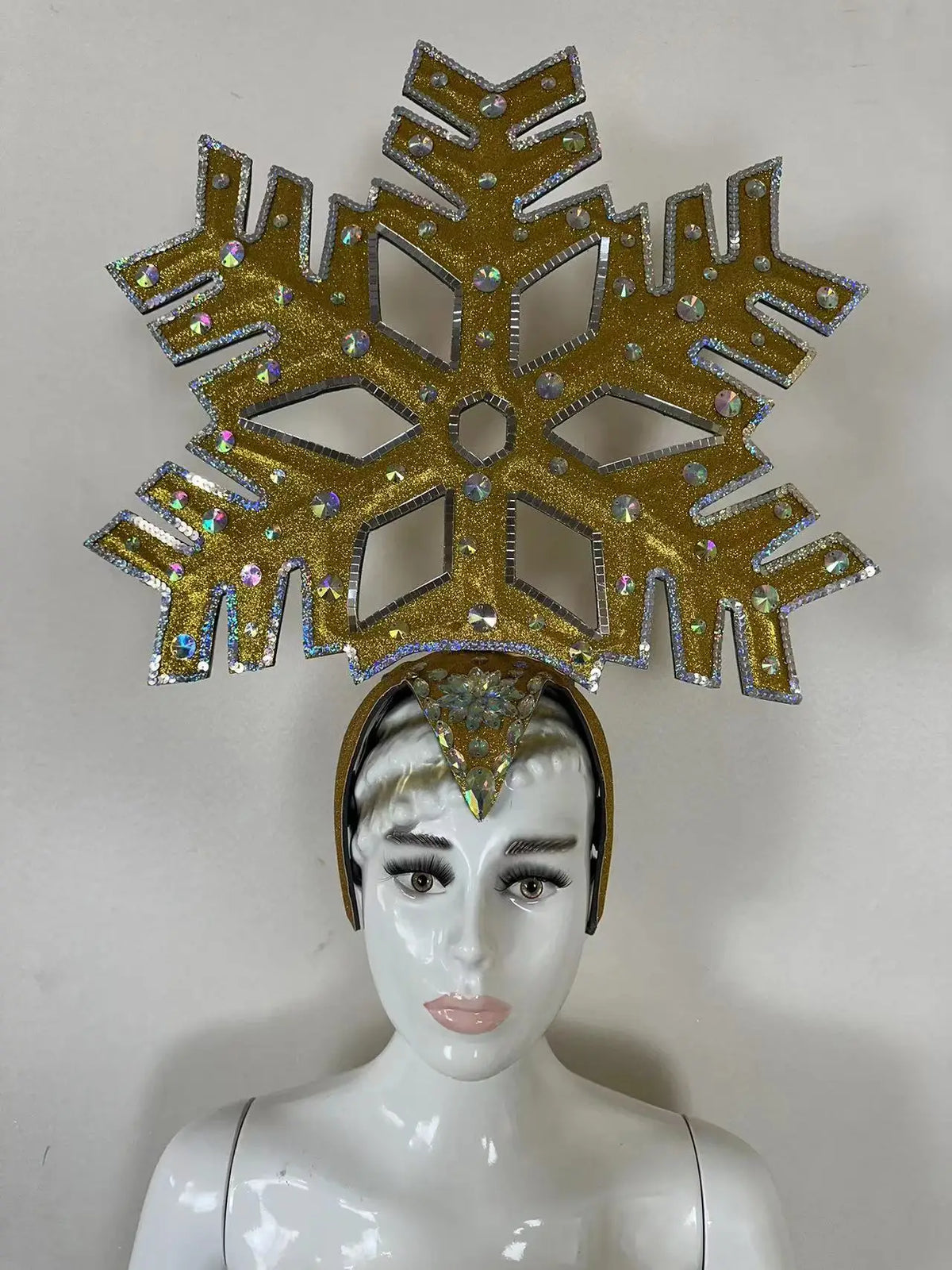 The Stardust Dionysia – Gold Snowflake Starburst Carnival & Masque Ball Crown