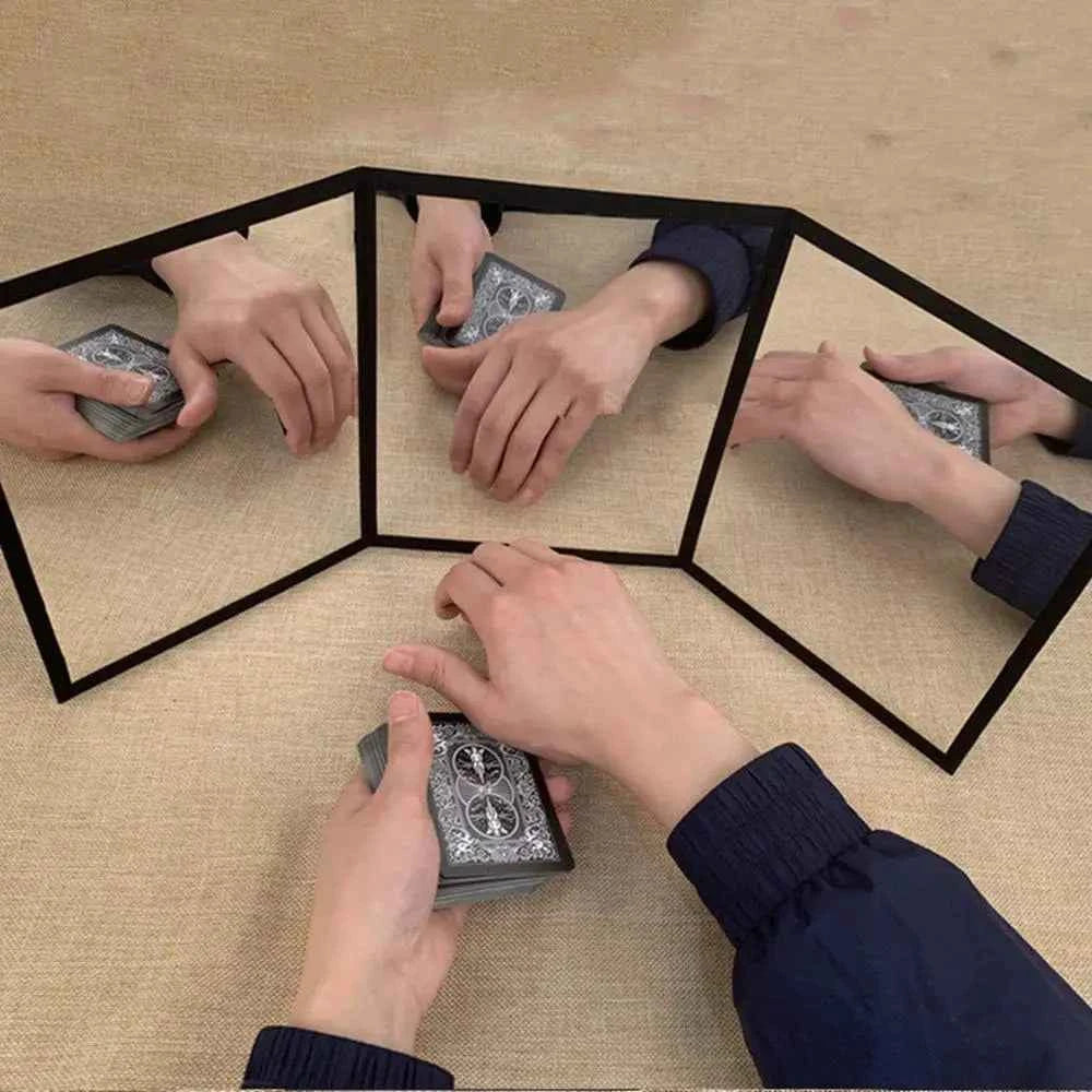 3-Way Mirror Sean Yang Practicing Mirror for Card Magic Gimmick Illusion Magic Tricks Accessory Stage Professional Magician Pad - Big Tim's Magic Emporium