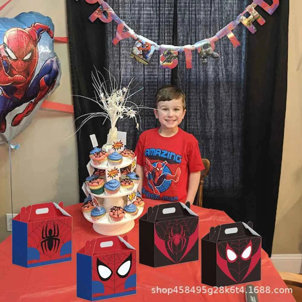 New Spider Man Cartoon Party Gift Box Handle Spider Web Printed Candy Gift Packaging Festival Party
