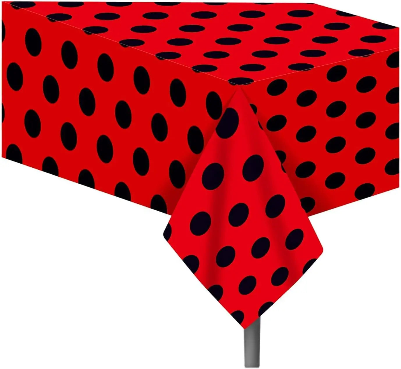Ladybug Tablecover Party Pack Red Black Polka Dots Tablecloth 54 x 87 Inch Ladybug Party Western Themed Party Birthday Party - Big Tim's Magic Emporium