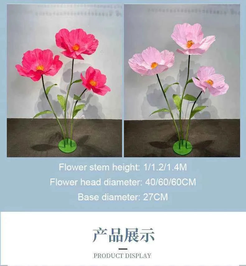 Wedding Artificial Flowers Paper Poppy Flower Wall Garden Decoration Photography Props Window Display Party Supplies Home Decor