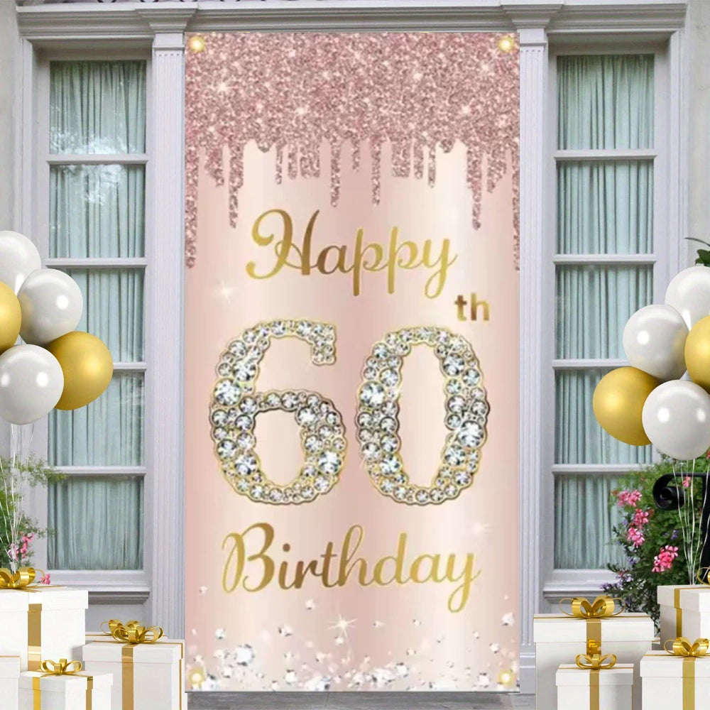 18th 30th 40th Pink Shine Brightly Happy Birthday Party Decoration Background Sweet Rose Pink Backdrop Photo Studio Banner Props