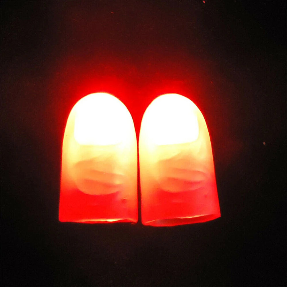 2/4PCS Magic Trick Fingers Thumbs with LED Battery Powered Magic Props Halloween Magic Trick Fingers Thumbs Toys for Adult