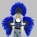 Carnival Elegant Ladies Feather Headdress Wings Two-Piece Role Play Catwalk Halloween Masquerade Carnival Party Suit