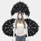 Unisex Artisanal Feather Headdress & Wings Carnival Performance Set