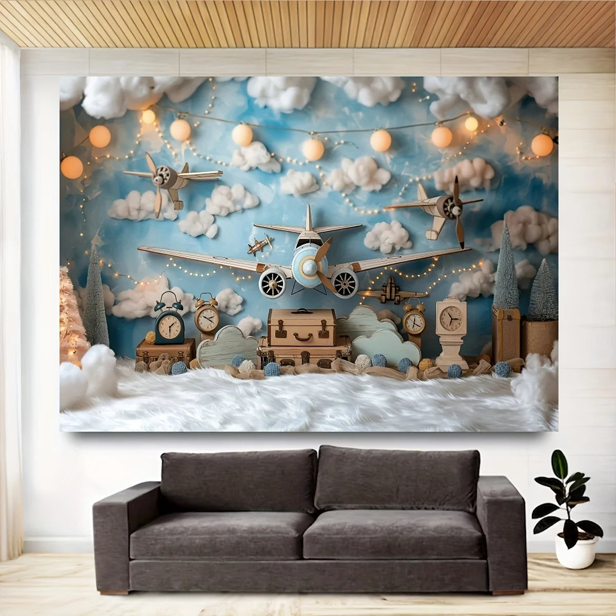 1PC, airplane travel party background, 1st birthday party flying dream background, travel birthday party background - Big Tim's Magic Emporium