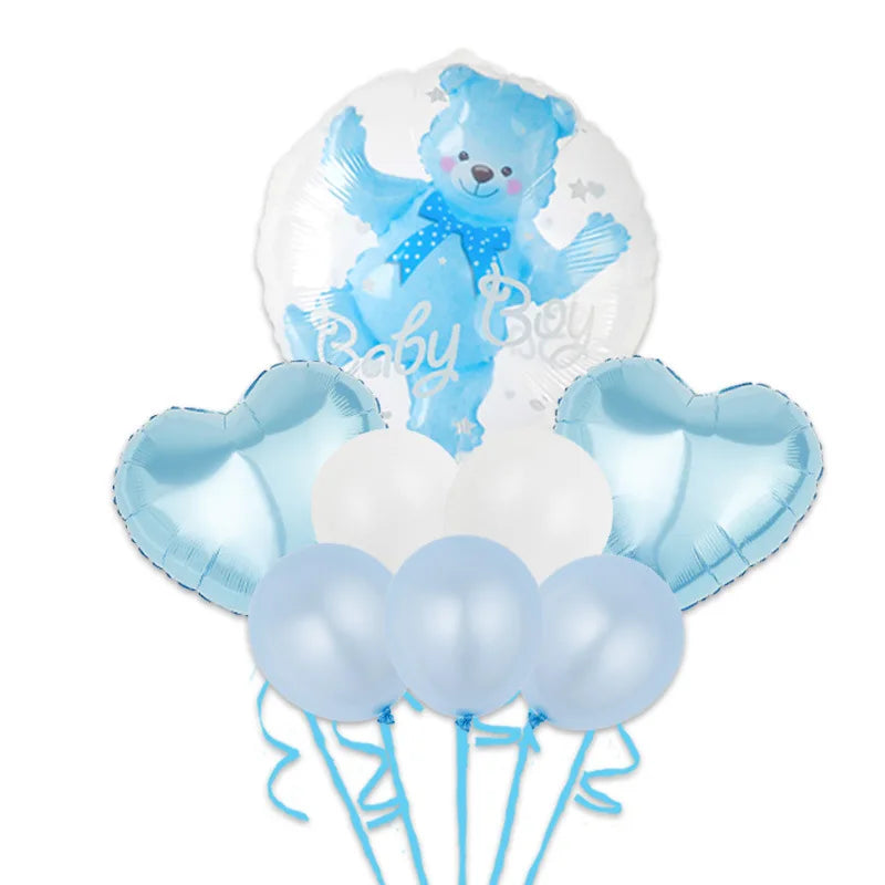 4D Transparent Baby Shower Boy Girl Bear Bubble Ball Kids 1st Birthday Party Blue Pink Helium Balloon Gender Reveal Decoration