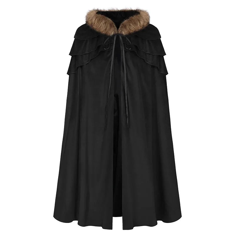 Halloween Unisex Dark Gothic Cloak Coat Cape Hooded Shawl Wizard Priest Robe - Big Tim's Magic Emporium